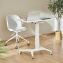 Maclean MC-453 W Mobile Nešiojamas kompiuteris Desk with Pneumatic Height Adjustment, Nešiojamas kompiuteris Table with Wheels, 