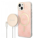 Guess set case + charger for iPhone 14 Plus 6,7" GUBPP14MH4EACSP pink hard case 4G Print MagSafe Guess set case + charger for iPhone 14 Plus 6,7" GUBPP14MH4EACSP pink hard case 4G Print MagSafe