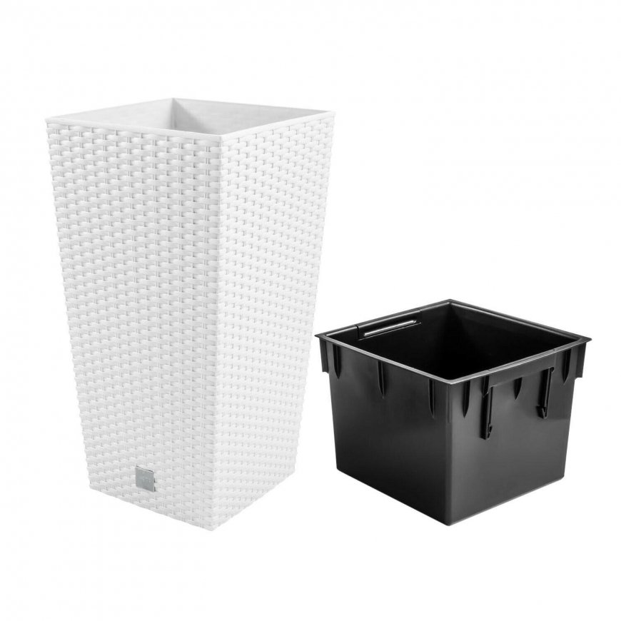 Prosperplast Vazonas su įdėklu Rato Square DRTS265 baltas – 2