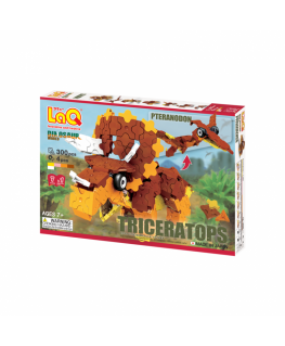 Japanese Educational Constructor LaQ "Dinosaur Triceratops & Pteranodon" (300 parts, 4 "Hamacron" parts (wheels and their axles)