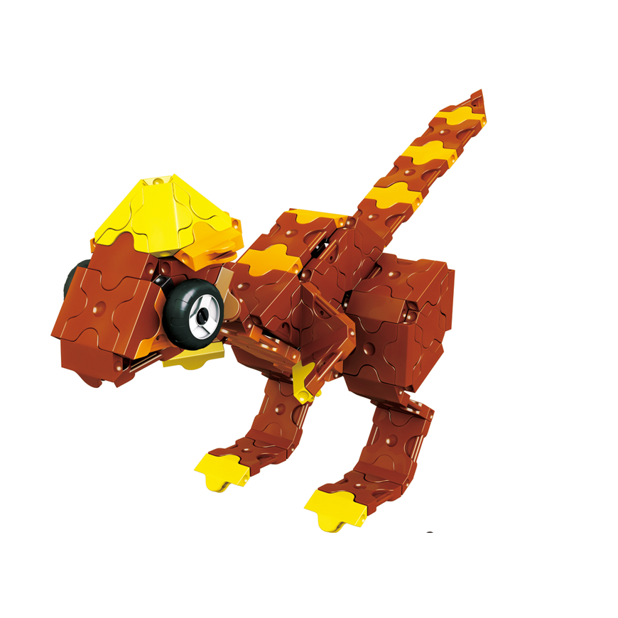 Japanese Educational Constructor LaQ "Dinosaur Triceratops & Pteranodon" (300 parts, 4 "Hamacron" parts (wheels and their axles) – 3