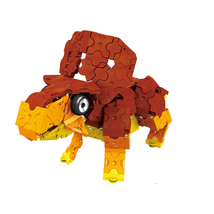 Japoniškas edukacinis konstruktorius LaQ "Dinosaur Triceratops & Pteranodon" (300 detalių, 4 "Hamacron" detalės (ratai ir jų ašy – 5