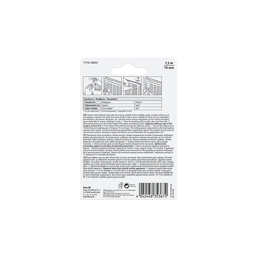Tesa montavimo juosta tapetams ir tinkui 19mm x 1,5m (H7774202) – 2
