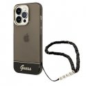Case Guess Guess GUHCP14LHGCOHK "iPhone 14 Pro 6.1" black/Black hardcase transparent pearl strap