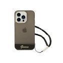 Case Guess Guess GUHCP14LHGCOHK "iPhone 14 Pro 6.1" black/Black hardcase transparent pearl strap