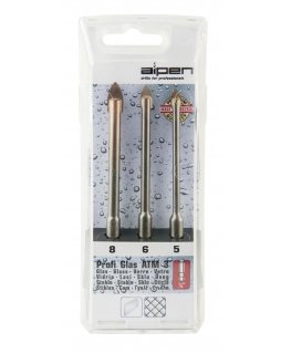 Drill in the set 3 pcs. glass drills with ATM-3 widia plate Profi Glas, Alpen [0028900003100]
