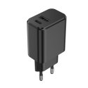 Setty įkroviklis 1x USB + USB-C 3A 20W juodas Setty įkroviklis 1x USB + USB-C 3A 20W juodas
