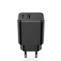 Setty charger 1x USB + USB-C 3A 20W black Setty charger 1x USB + USB-C 3A 20W black