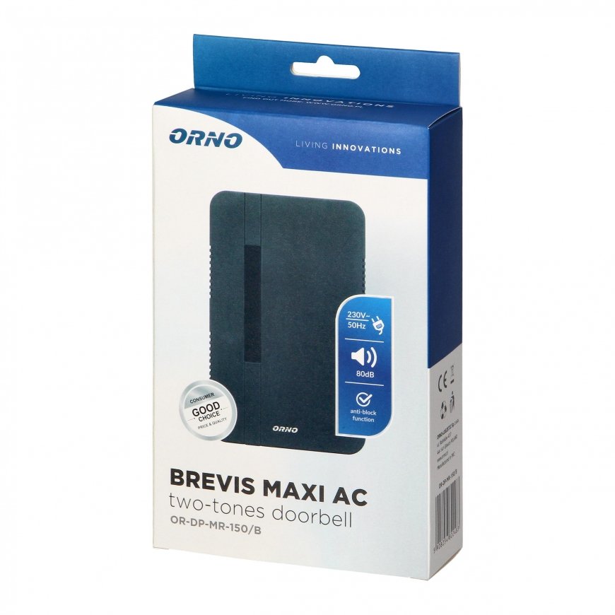 Orno Dviejų tonų elektromechaninis varpas BREVIS MAXI AC, 230V, juodas – 2