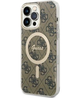 Guess IML 4G MagSafe dėklas, skirtas iPhone 15 Pro Max Brown