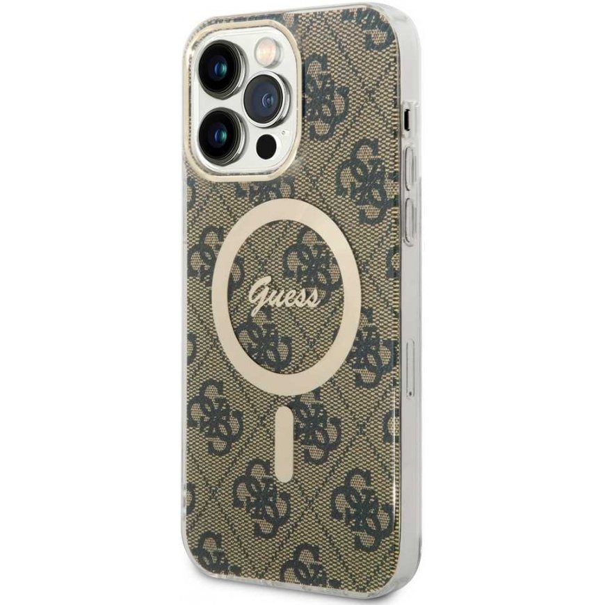 Guess IML 4G MagSafe dėklas, skirtas iPhone 15 Pro Max Brown