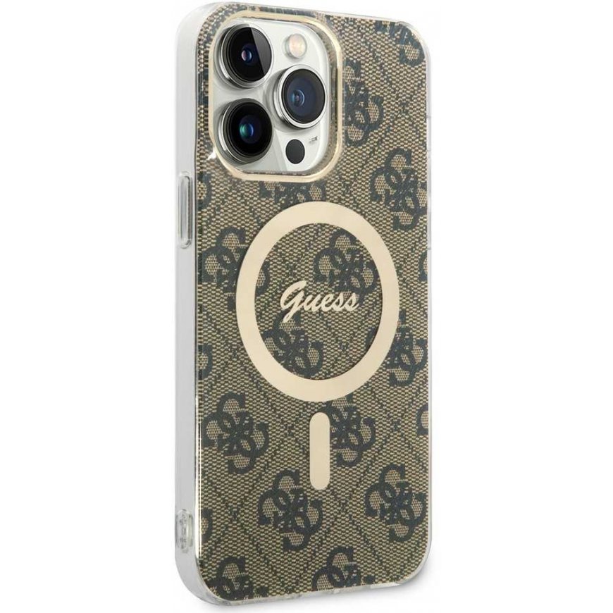 Guess IML 4G MagSafe dėklas, skirtas iPhone 15 Pro Max Brown – 3
