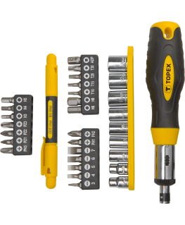 Topex Screwdriver bits with handle, 34 pcs. in a set.