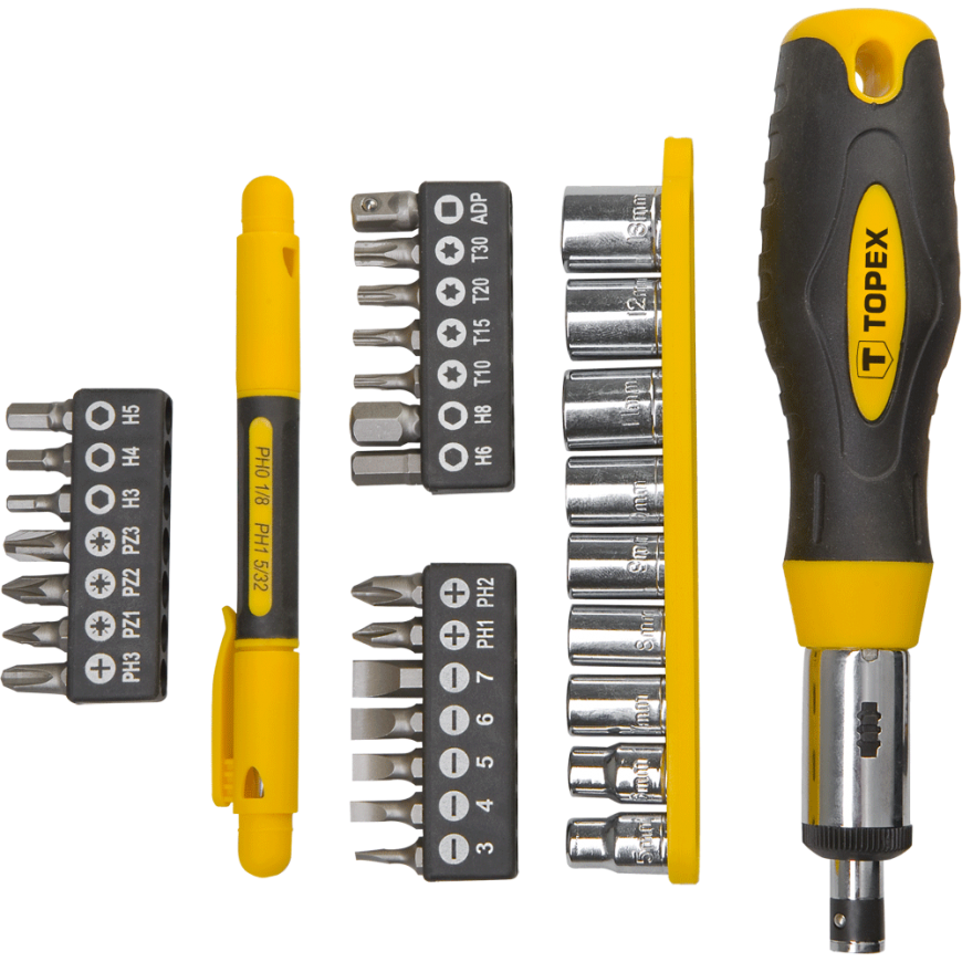 Topex Screwdriver bits with handle, 34