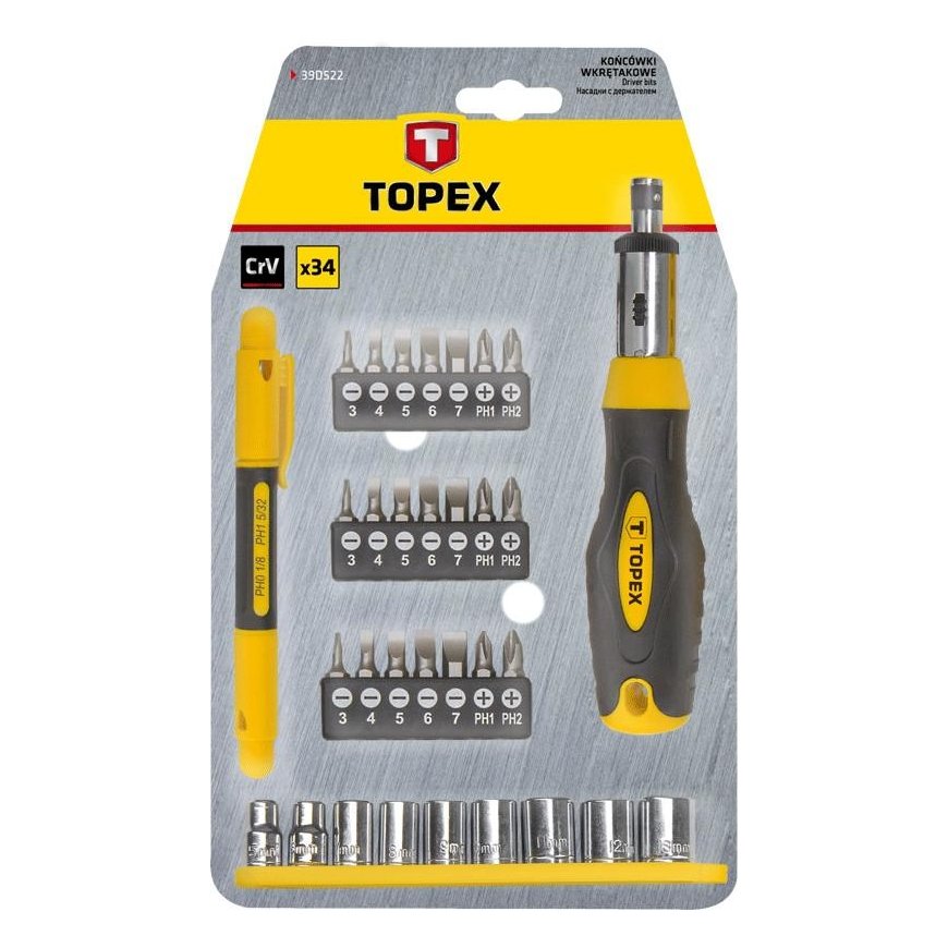 Topex Screwdriver bits with handle, 34 pcs. in a set. – 3