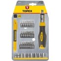 Topex Screwdriver bits with handle, 34 pcs. in a set. Topex Screwdriver bits with handle, 34 pcs. in a set.
