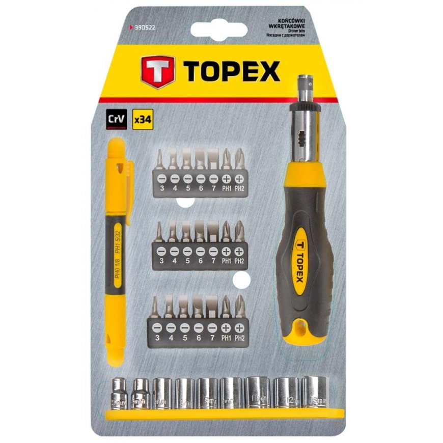 Topex Screwdriver bits with handle, 34 pcs. in a set. – 4