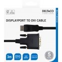 Deltaco 00110010 video kabeļu aksesuārs 3 m DisplayPort DVI Melns Deltaco 00110010 video kabeļu aksesuārs 3 m DisplayPort DVI Melns