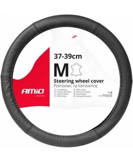 Perforated leather car steering wheel cover m 37-39cm swc-50-m amio-03556