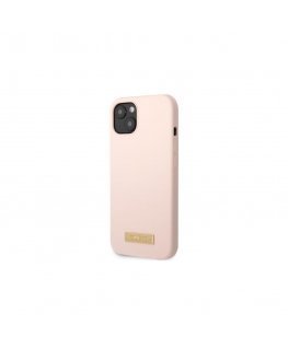 Guess Case for iPhone 13 Mini 5.4" GUHMP13SSBPLP Pink Hard Case Silicone Logo Plate MagSafe