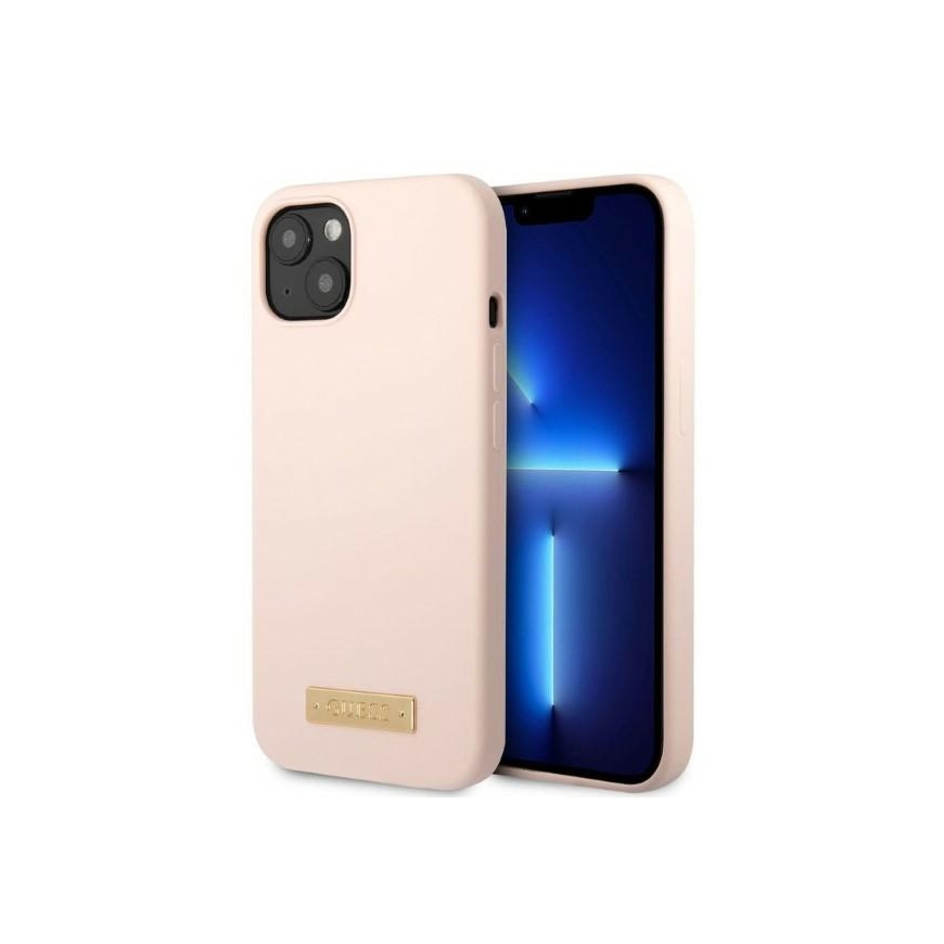 Guess dėklas skirtas iPhone 13 Mini 5,4" GUHMP13SSBPLP rožinis kietas dėklas Silikoninė logotipo plokštė MagSafe – 5
