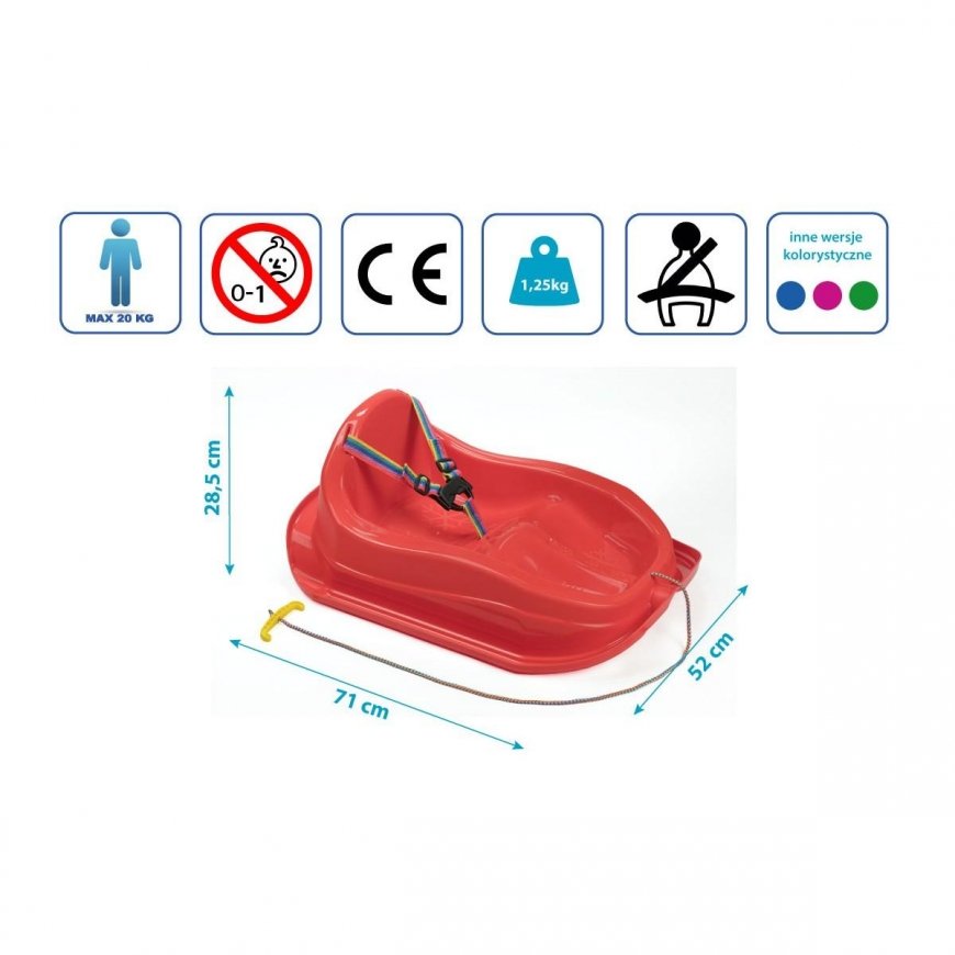 Enero Mini raudonos plastikinės rogės