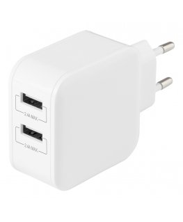 Deltaco USB-AC175 зарядное устройство для мобильных устройств Универсальная Белый Кабель переменного тока Для помещений