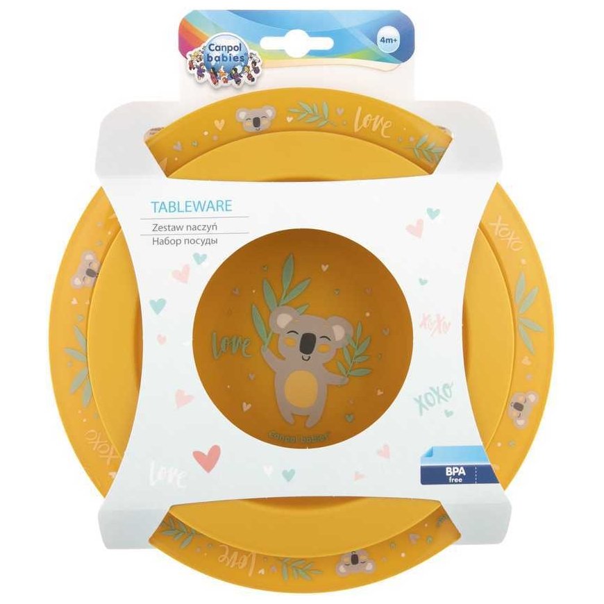 CANPOL BABIES set of plastic dishes EXOTIC ANIMALS, Yellow, 56/523_yel – 2