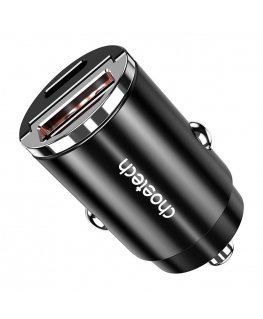Car Charger Choetech TC0006 1x USB-A, 1x USB-C 30W PD 3.0 (black)