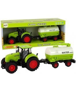 Lean Cars Tractor with large trailer Green Farm