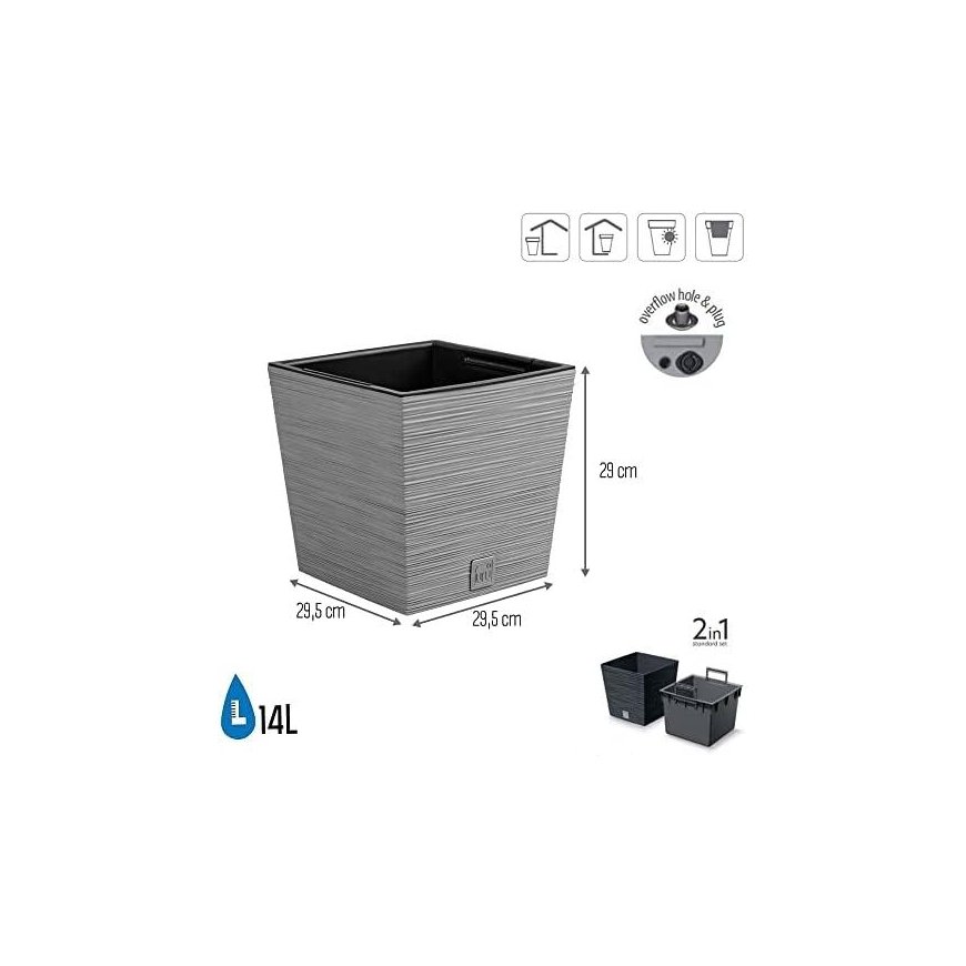 Prosperplast div class"int_ce_html"FURU SQUARE LOW gėlių vazonas - betonas/div – 4