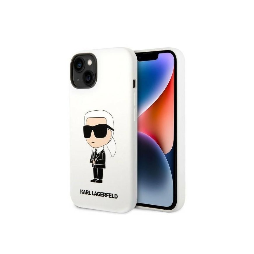 Karl Lagerfeld Case for iPhone 14 Plus 6.7" KLHCP14MSNIKBCH White Hard Case Silicone Ikonik