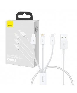 Quick Charge USB to M+L+C Baseus Superior Data 3.5A 0.5m (White)