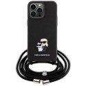 Karl Lagerfeld dėklas, skirtas iPhone 15 Pro Max 6,7" KLHCP15XSAKCPSK juodas HC Saffiano KC Metal Pin Crossbody