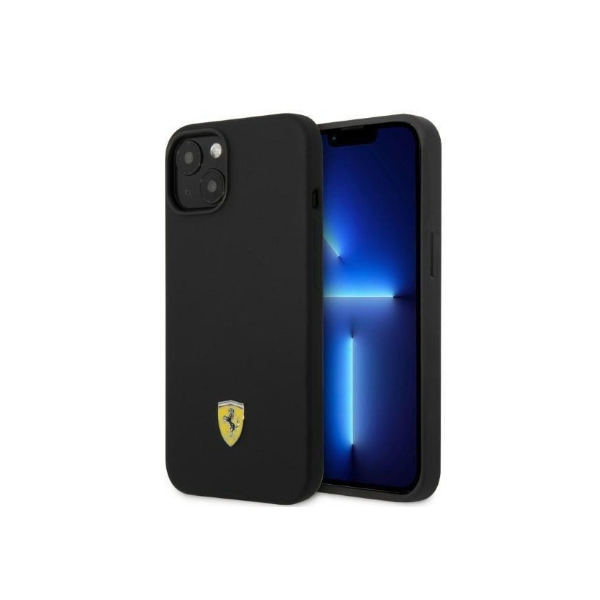 Case Ferrari FEHMSIP14MBK iPhone 14 Plus 6.7" black/black hard silicone metal logo "Magsafe"