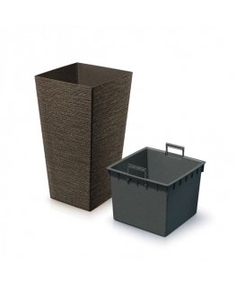 Prosperplast FURU SQUARE ECO WOOD flower pot - ECO coffee