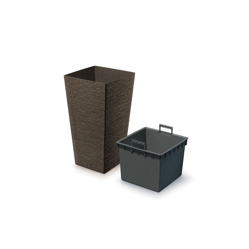Prosperplast FURU SQUARE ECO WOOD flower pot - ECO coffee
