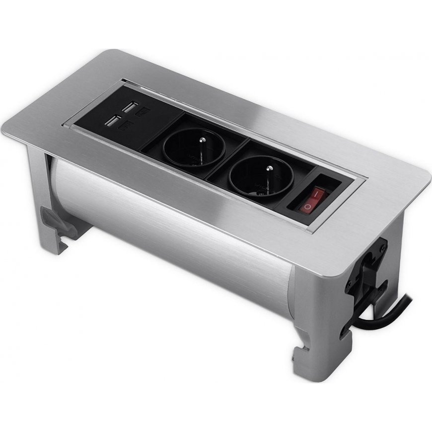 Spacetronik desktop socket with USB swivel