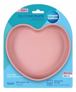 CANPOL BABIES silicone plate with attachment, 6 months+, HEART, 80/309_pin