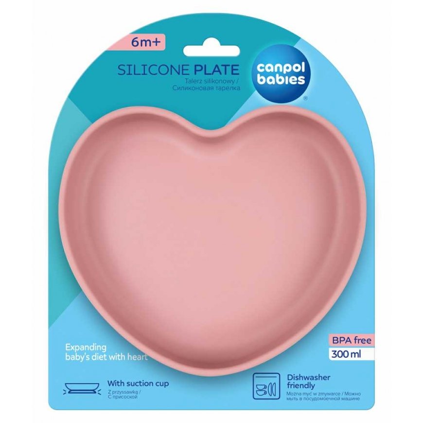 CANPOL BABIES silicone plate with attachment, 6 months+, HEART, 80/309_pin