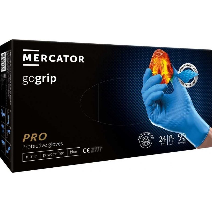 Rękawice nitrylowe mercator gogrip mėlynas 50 vnt dydis xl