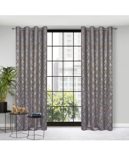 Eurofirany soft velvet curtain ARETA with boho pattern / 200 g/m2 / 140x250 / silver and gold colors