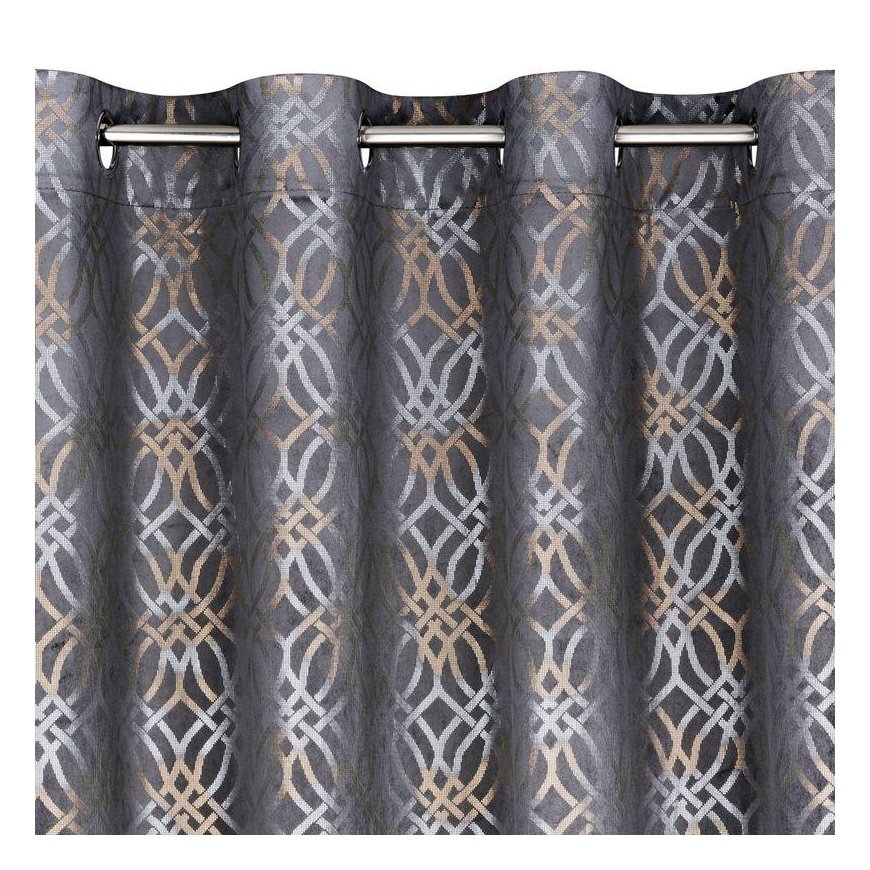 Eurofirany minkšto aksomo užuolaida ARETA su boho stiliaus raštu / 200 g/m2 / 140x250 / sidabro ir aukso spalvos – 2