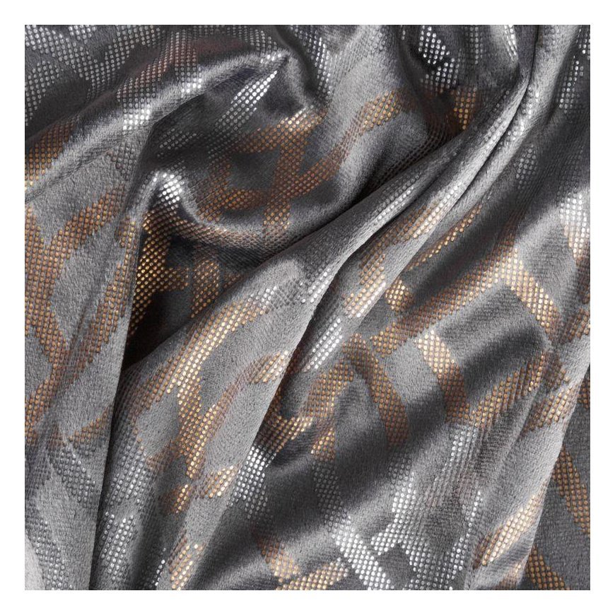 Eurofirany soft velvet curtain ARETA with boho pattern / 200 g/m2 / 140x250 / silver and gold colors – 3
