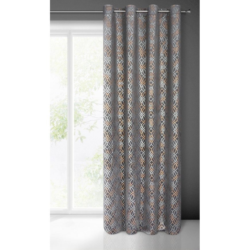 Eurofirany soft velvet curtain ARETA with boho pattern / 200 g/m2 / 140x250 / silver and gold colors – 4