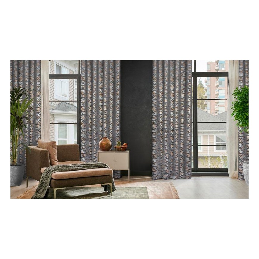 Eurofirany soft velvet curtain ARETA with boho pattern / 200 g/m2 / 140x250 / silver and gold colors – 5