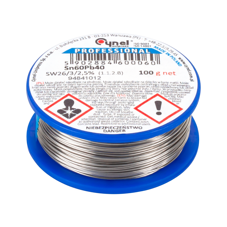Lydmetalis su fliusu CYNEL Sn60Pb40 SW26 0.70mm 100g – 3