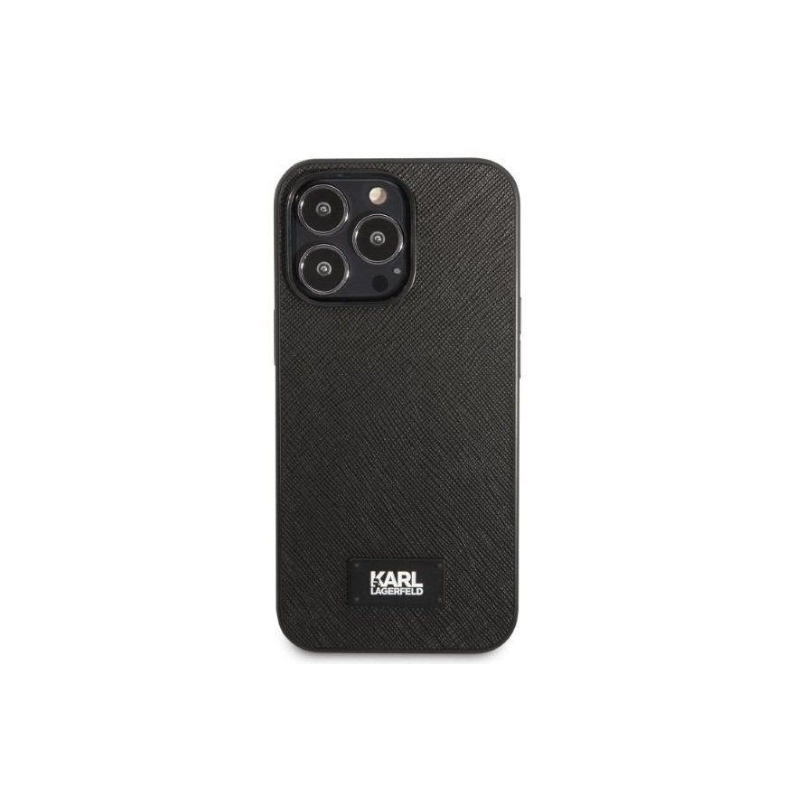 Karl Lagerfeld dėklas iPhone 13 Pro KLHCP13LSFMP2K juodas kietas dėklas Saffiano Logo – 3