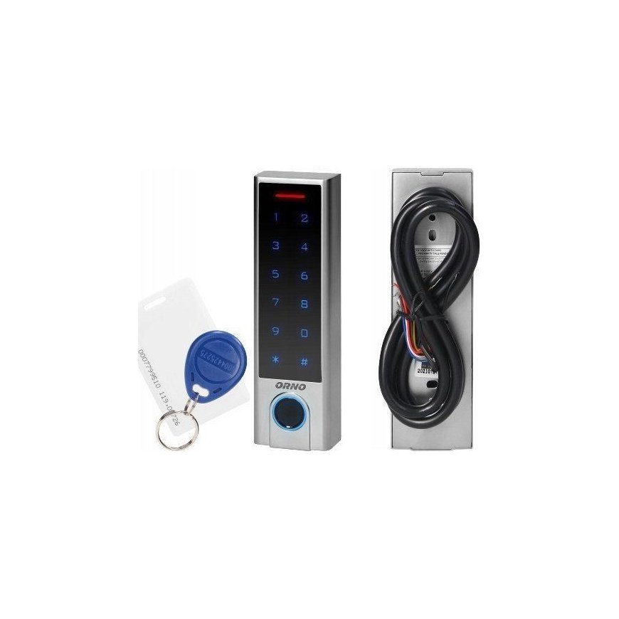 Orno Jutiklinis kodinis užraktas su kortelių ir artumo žymų skaitytuvu, pirštų atspaudų skaitytuvu ir Bluetooth, SUPER NARROW IP – 2