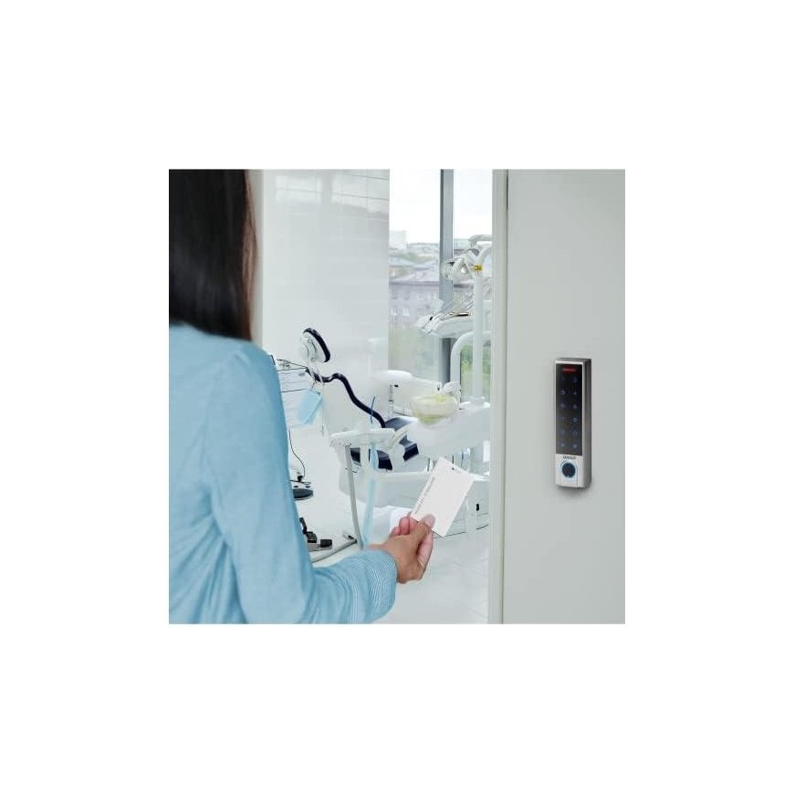 Orno Touch code lock with card and proximity tag reader, fingerprint reader and Bluetooth, SUPER NARROW IP68, with 3A relay, wit – 4